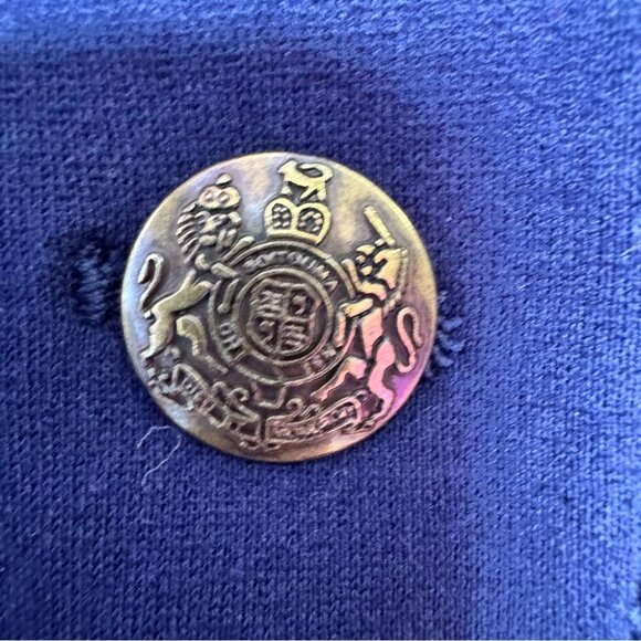 Zara woman Navy Blue jacket sweater Blazer buttons nautical red striped - Picture 4 of 6